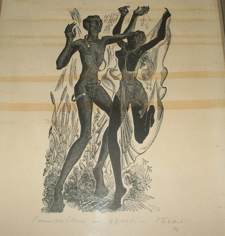 Holzschnitt Sonnen Tanz in Khartum Signiert Limitiert 41/50 - Bild 2 von 4