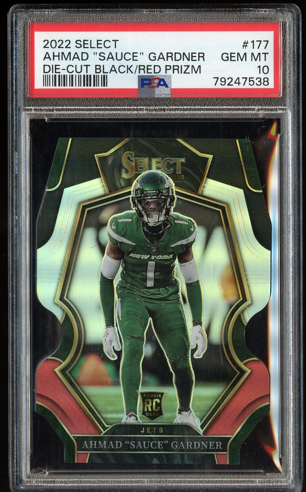 2022 Panini Select AHMAD SAUCE GARDNER #177 Black/Red Die Cut Rookie RC - PSA 10