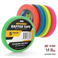 5 Pack Colored Spike Tape Set, Neon Gaff Tape, Bright 1/2 Inch X 20 Yards