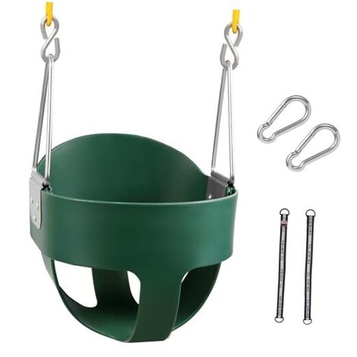 59 High Back Full Bucket Toddler Swing Seat with Heavy Duty Plastic Green