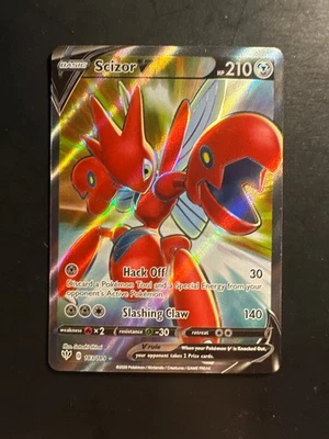 2020 Pokemon SWSH Darkness Ablaze Scizor V 183 /189 Full Art Holo Holographic - Image 1 of 4