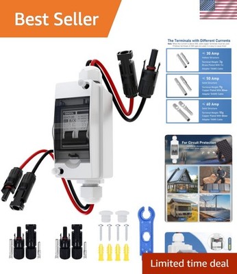 Solar Panel Disconnect Switch, Non Polarized DC Circuit Breaker, 30 Amp, 2 Po...