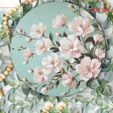 1pc 2D 2D Flat Surface, 1pc- Soft Pink Green Plant Theme, 7.87.8inch Round Alumi