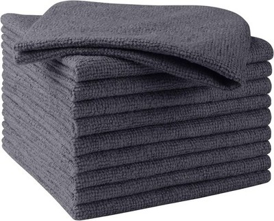 HOMEXCEL Grey Microfiber Cleaning Cloths, 10 Pack Microfiber Towels for Cars, Li