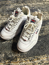 FILA Men's White Low Top Lace-Up Sneakers Synthetic Leather Style 5FM00002