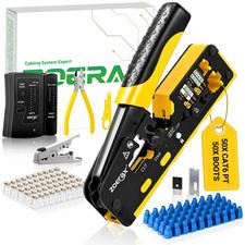 RJ45 Pass-Through Crimping Tool Kit for Cat7, Cat6, Cat5 Includes Cable Tes...