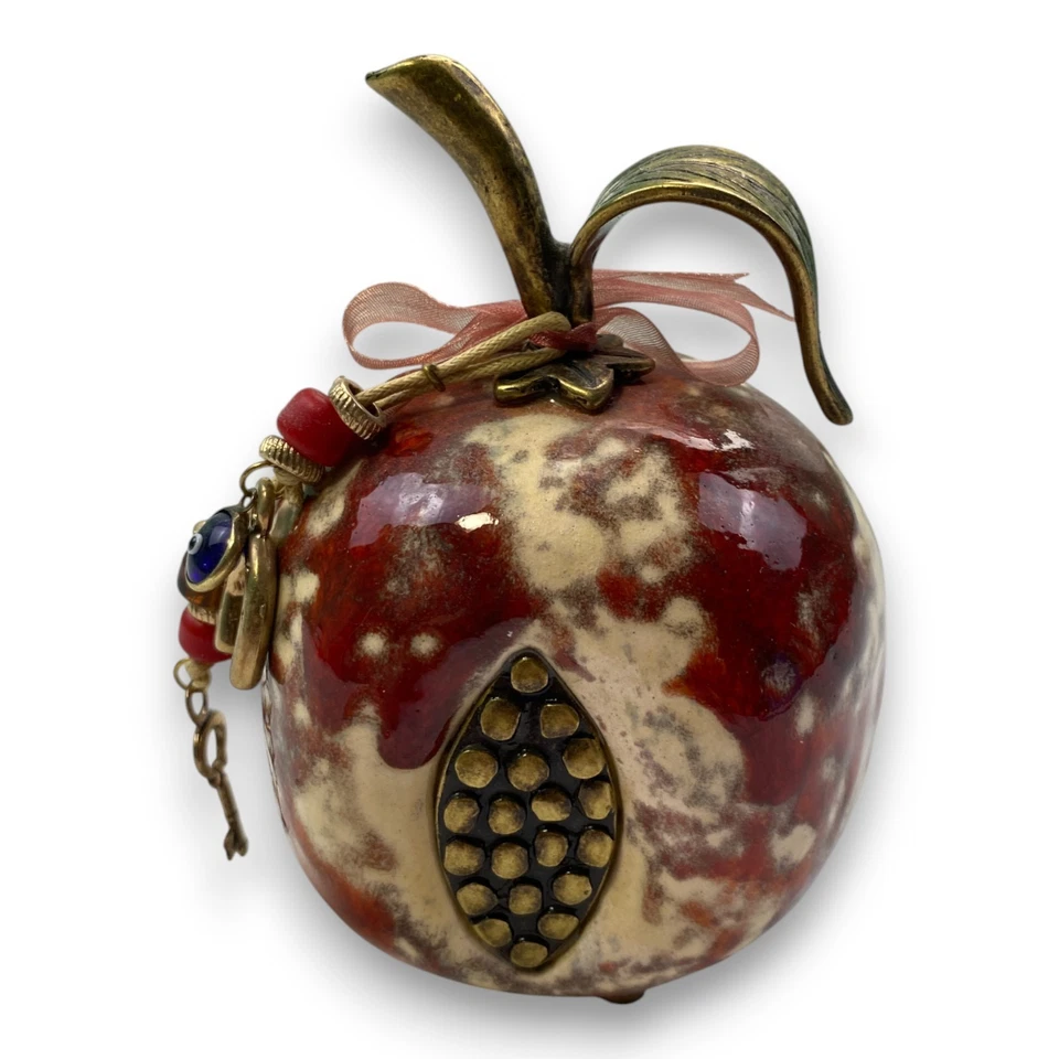 Deko Granatapfel Keramik Rot Gold Glücksbringer orientalisch Rarität - Bild 3 von 3