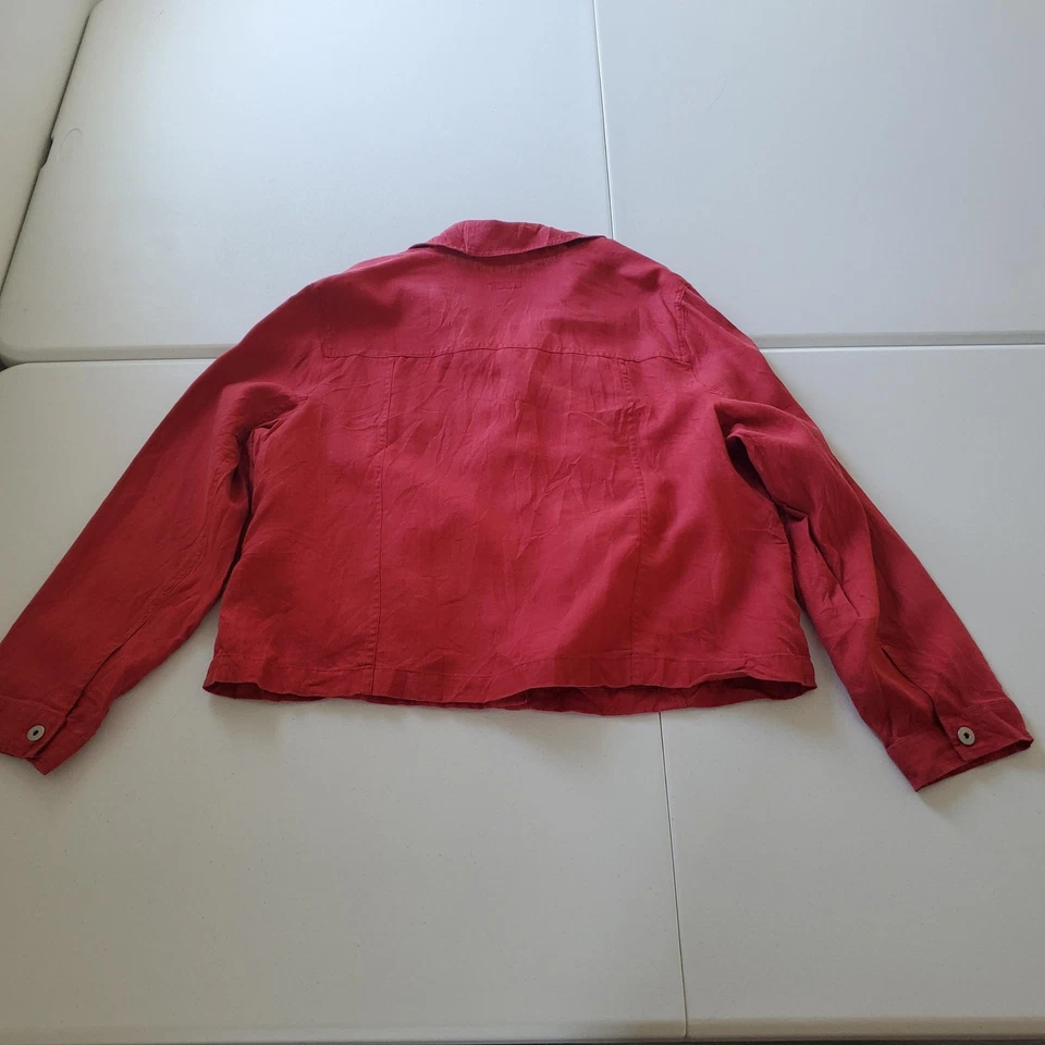 J. Jill Love Linen Jacket Womens XL Red Button Front Shirt Jacket Lightweight - Image 2 of 4