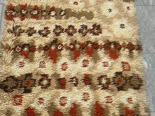 Vintage Schwedisch Skandinavisch Shaggy Teppich Weich Schlafzimmer Plüsch Rya Rug 135x72cm - Bild 4 von 9