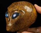 4.1" Elephant Skin Jasper Crystal Female Alien Skull, Labradorite Eyes