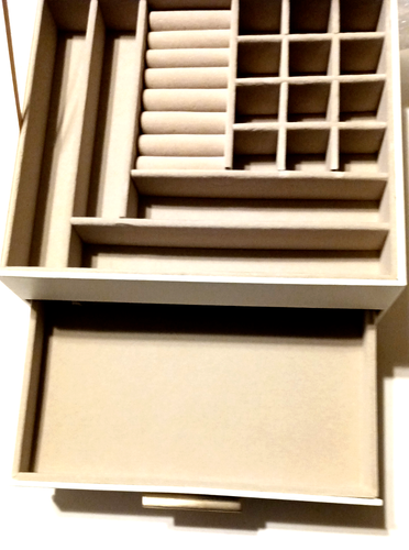 SONGMICS Jewelry Box with Glass Lid, 3-Layer Jewelry Organizer, 2 Drawers, for B - Picture 11 of 16