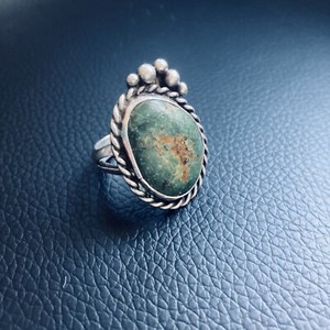 VINTAGE Green Turquoise Ring Size 7
