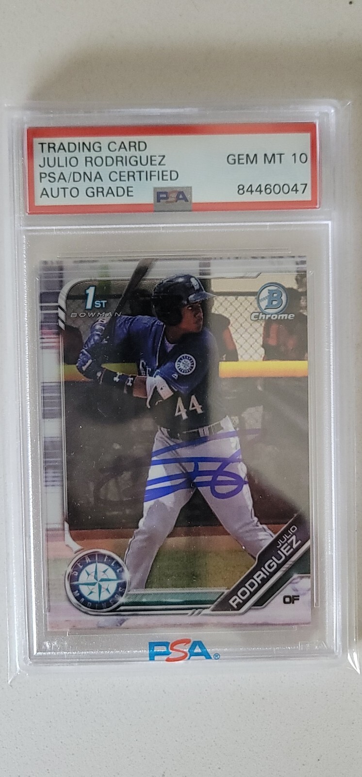 PSA 10 AUTO GRADE JULIO RODRIGUEZ 1st 2019 Bowman Chrome Rookie Card RC GEM MINT