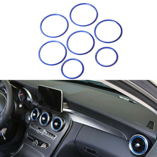 7Pcs Blue Air Vent Outlet Ring Cover Trim For Mercedes Benz C GLC 2015-2019 - Picture 1 of 3
