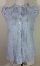 J Crew Womens Tank Top Size 2 Button Down Striped Pleated Ruffle G5059 Shirt