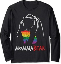 Rainbow Mama Bear Hug Love Support Parent Pride Lgbt Long Sleeve T-Shirt