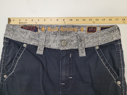 Pantaloncini cargo classici Rock Revival uomo etichetta taglia 31 neri - Foto 4 di 9