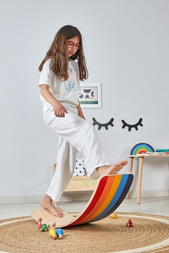 Wooden Balance Board Wobble Curved Rock-it Yoga Rocker Leaning Toy for Kid Adult - Picture 16 of 52