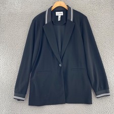 Joseph Ribkoff Blazer Womens 12 Black Jacket Stretch Knit Shawl Lapel Pockets