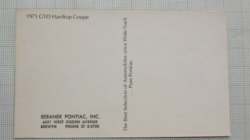 1971 Pontiac GTO postcard - Picture 2 of 2