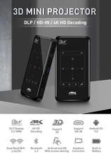 4K Smart DLP Mini Projector Android WiFi Bluetooth Home Theater 8GB / 32GB