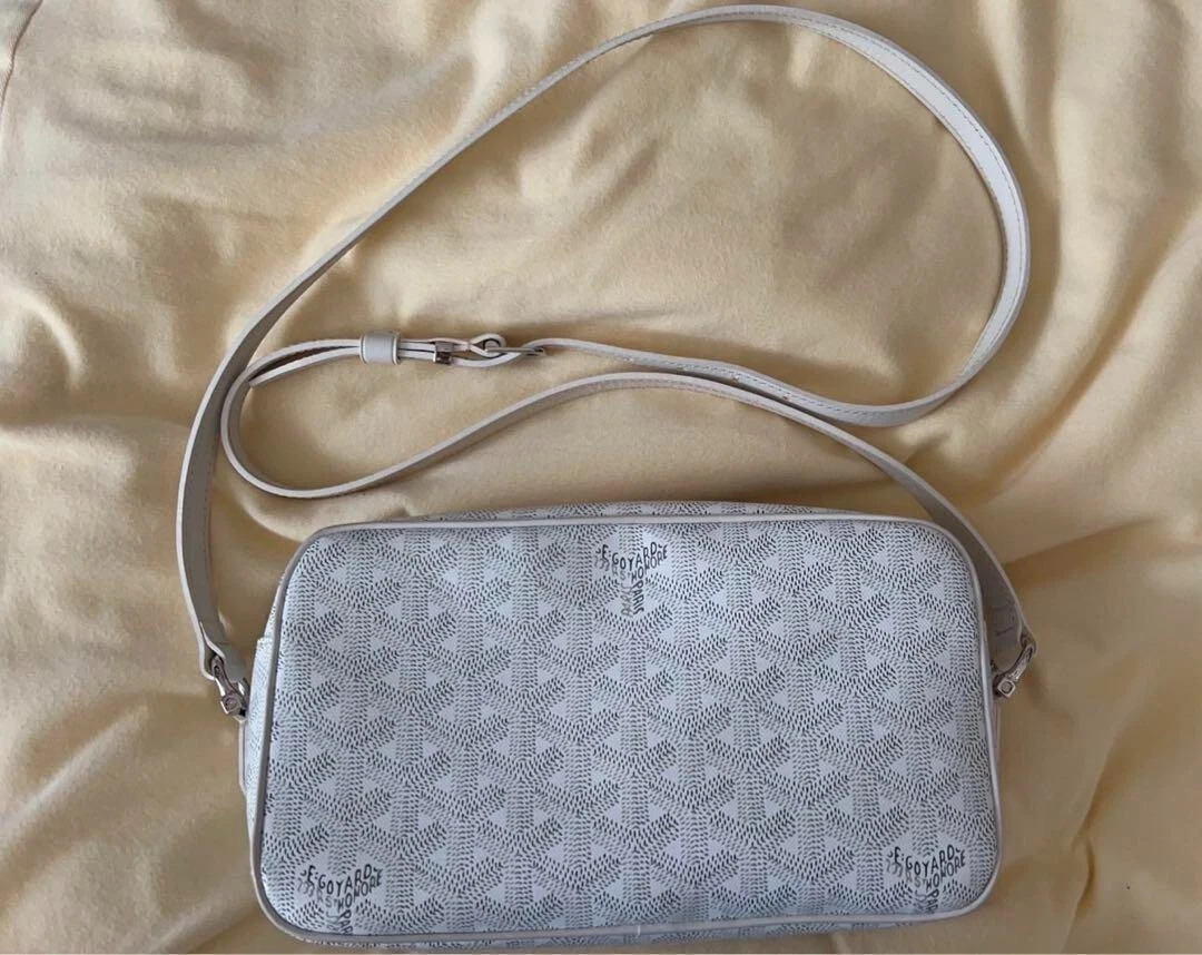 Goyard Goyardine Sac Cap Vert Shoulder Bag White Canvas PM - Allu USA