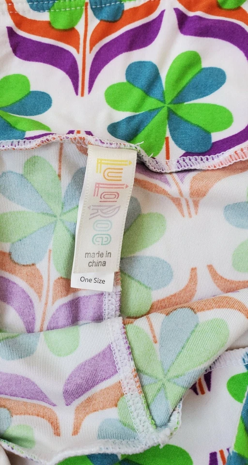 LulaRoe Leggings Tréboles Tréboles Flores Verde Naranja Púrpura Talla Única  Foto 3 de 3