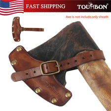 TOURBON 4" Leather Axe Protector Cover Holder Hatchet Blade Sheath Pouch Camping
