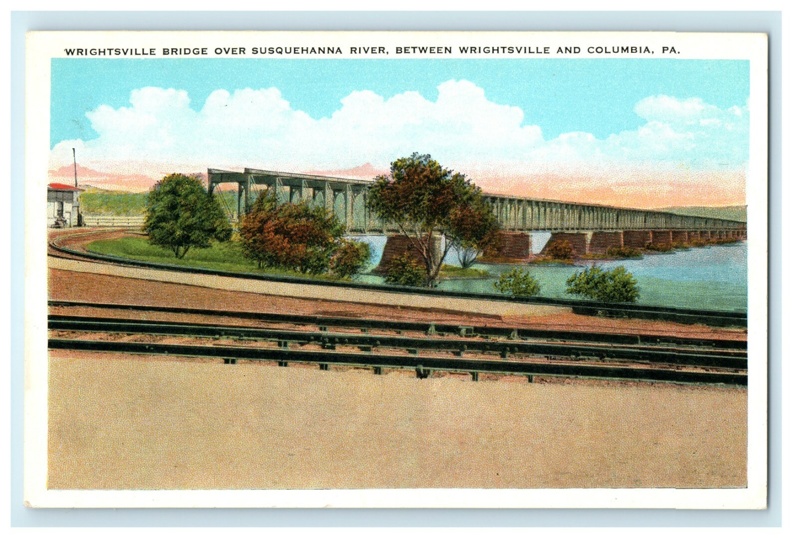 1930 Wrightsville Bridge, Wrightsville Pennsylvania PA Vintage Postcard