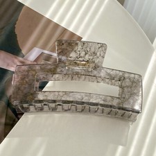 Womens Leopard Marbling Hair Claw Geometric Rectangle Hollow Acetate Shark Clip❥