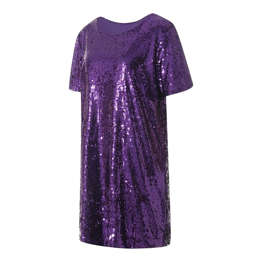Sequins Summer T-shirt Dress Women's Short Sleeve Round Neck Loose Fit | eBay Sequins Summer T-shirt Dress Women's Short Sleeve Round Neck Loose Fit | eBay