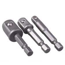 3pc/set Socket Bit Adapter Drill Nut Driver Power Extension Bar 1/4" 3/8" 1/2"