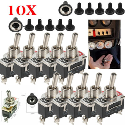 10X Kippschalter SPST 12V 24V 250V Volt 15A EIN AUS ON OFF 2 polig Auto KFZ Boot