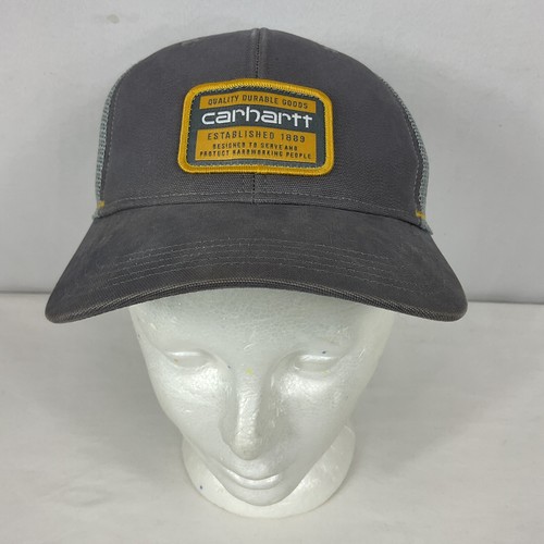 Carhartt Baseball Hat Cap Gray Adjustable Snapback Logo Patch Mesh Workwear