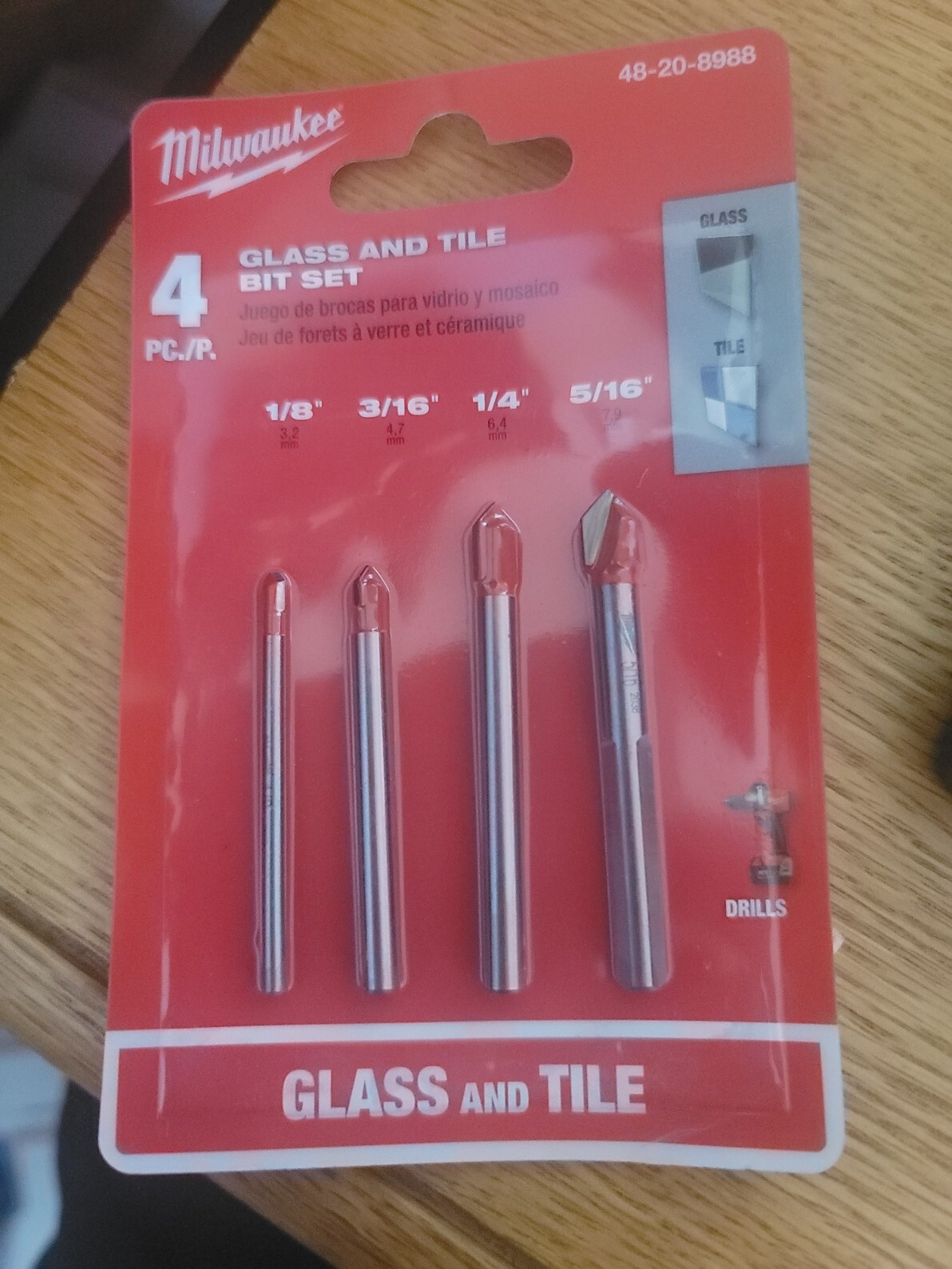 Milwaukee Glass and Tile Drill Bit Set - 4 Piece (48-20-8988) for sale ...