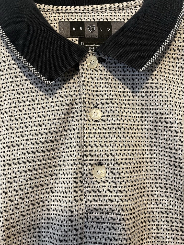 Vintage Nike Golf Polo Shirt Mens Size Large Black/Tan Short Sleeve