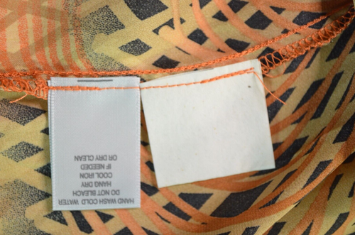 Dressbarn XL Geometric Orange Sleeveless Blouse Chest Ruffle Chest 40 inch - Picture 10 of 10