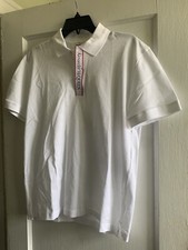 New Alexander McQueen Men's Logo Tape Polo Shirt, White, Small, Ret. 350