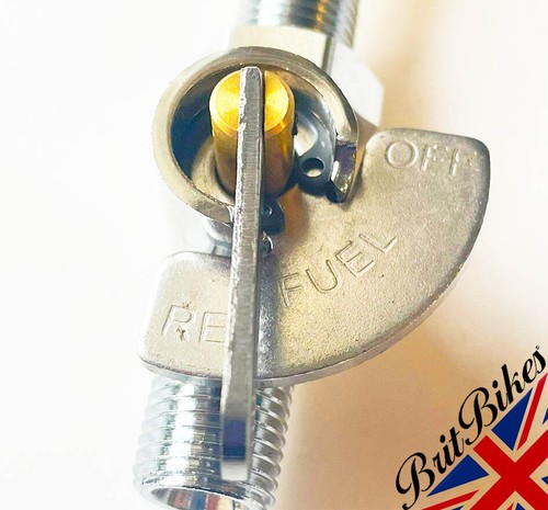 FUEL PETROL TAP CHROME ON RESERVE 1/4" NORTON TRIUMPH T120 T140 T150 60-4512 - Picture 2 of 8