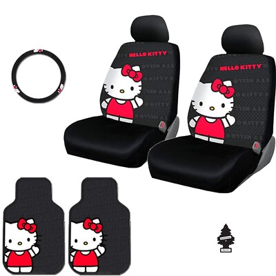 New 6PC Plasticolor Hello Kitty Core Auto Fabric Car Truck SUV Accessories In...