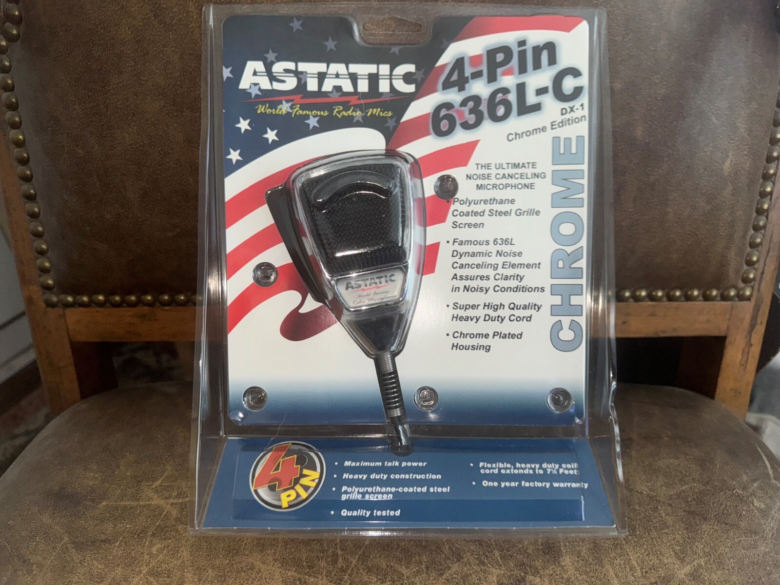 Astatic 636L-C Chrome Noise Canceling NOT powered Microphone lot 4Pin  cb radio