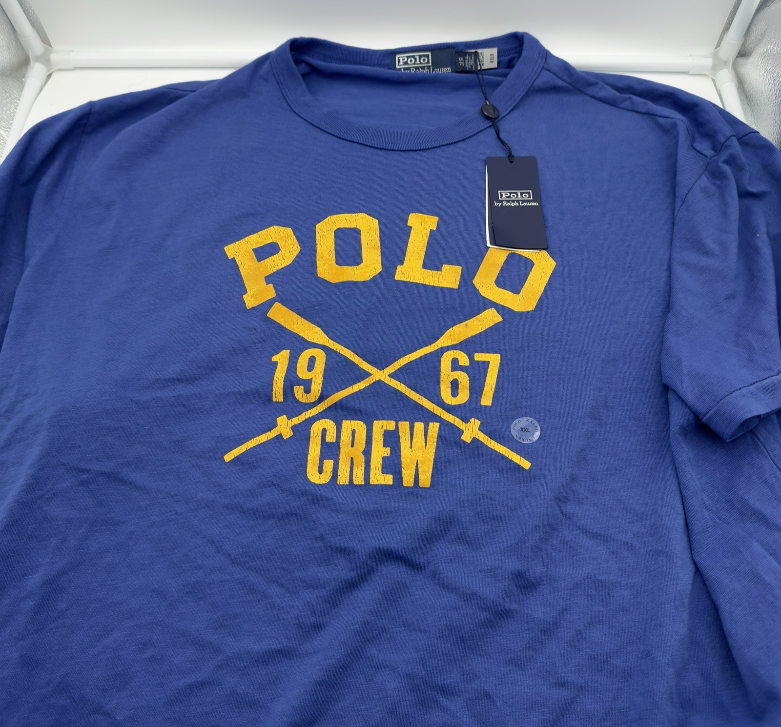 FILA Polo Ralph Lauren canottaggio girocollo maglia maglietta uomo XXL vestibilità classica blu grafica