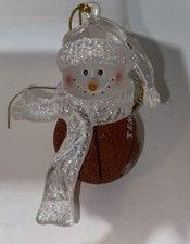 TENNESSEE VOLUNTEERS Glass Snowman On Basketball Xmas Ornament. MINT