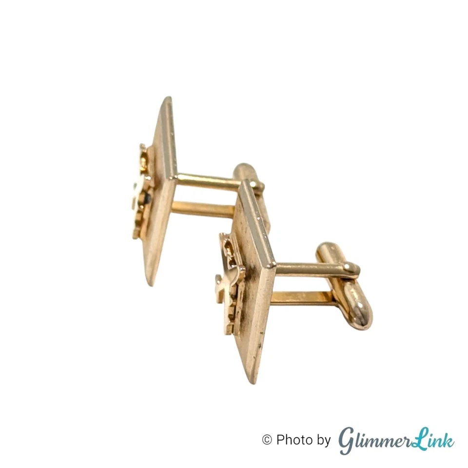 Vintage Swank Square Airplane Gold Tone Cufflinks & Tie Tack Set - Image 3 of 4