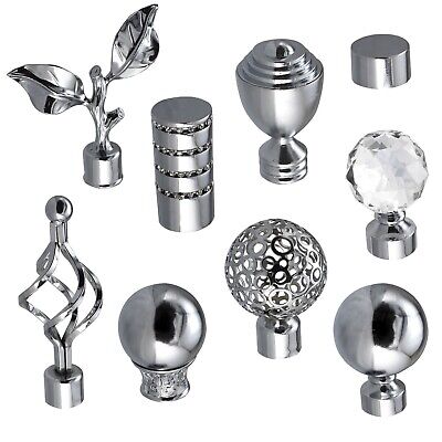 Metal Curtain Pole Pack Of 2 Finials Ends For 19mm 28mm Diameter Poles Chrome Metal Curtain Pole Pack Of 2 Finials, Curtain Pole Knobs
