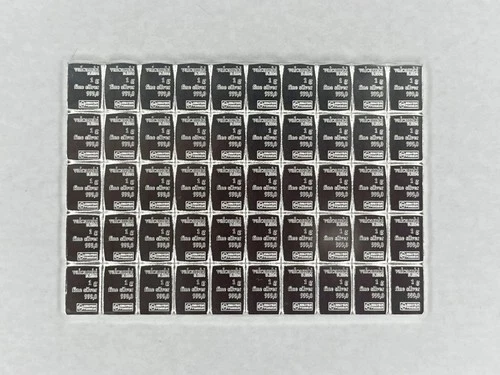 50 x 1-Gram SILVER  999 PURE Valcambi Combibar Swiss Bullion
