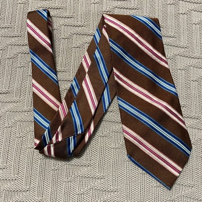 Altea brown stripe hand made Italian silk tie