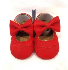 Red Boutique Toddler Baby Mary Jane Shoes With Ruffle Trim Bows 0-6mths size 1