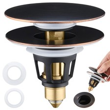 PerPaiMe Universal 3-in-1 Bathroom Sink Stopper - Pop Up Oil Rubbed Bronze