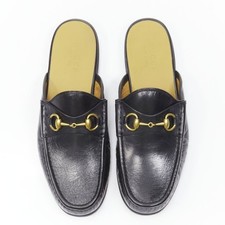 GUCCI Quentin Nero black leather gold Horsebit slip on loafer UK9 US10 EU43